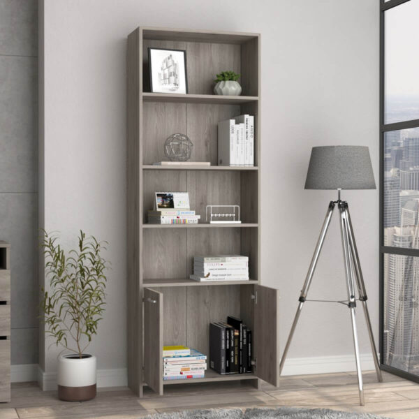 Biblioteca Lisa Ceniza con Puertas 180cm - Imagen 3