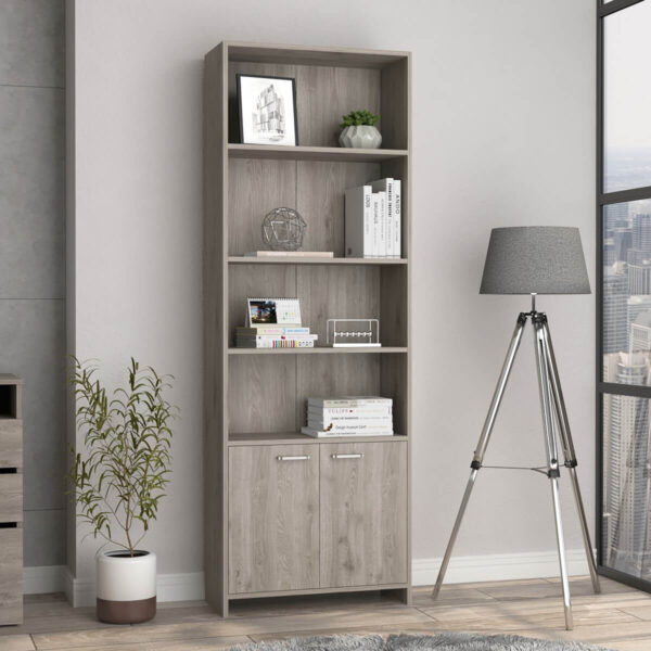 Biblioteca Lisa Ceniza con Puertas 180cm - Imagen 2