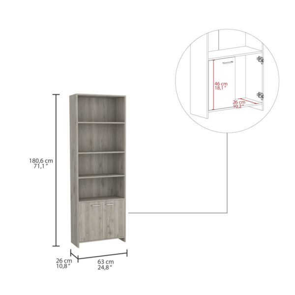 Biblioteca Lisa Ceniza con Puertas 180cm - Imagen 6