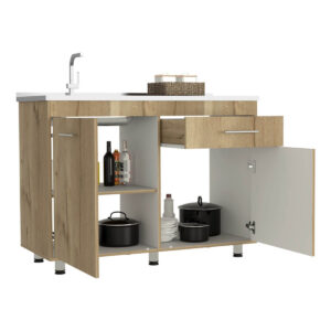 Mueble Inferior De Cocina Orion Duna Blanco Mesón Izquierdo