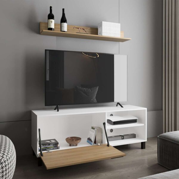 Rack Para TV Bryce 55 Blanco Fresno - Imagen 3