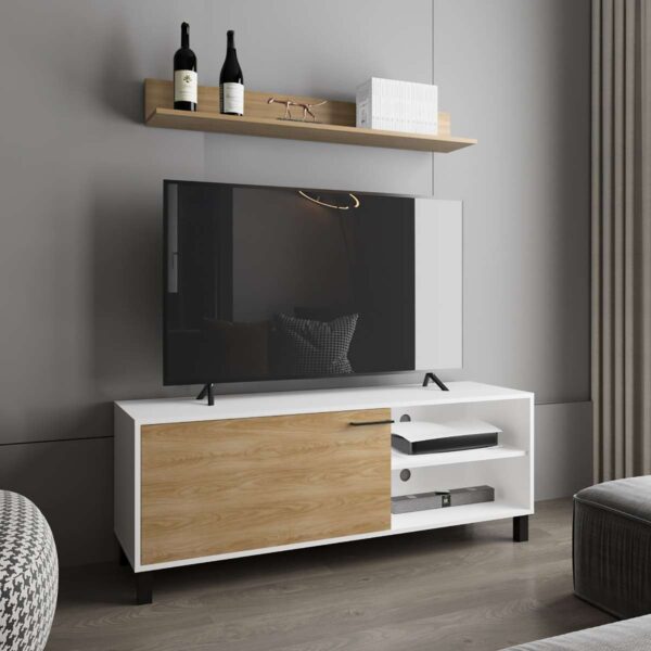 Rack Para TV Bryce 55 Blanco Fresno - Imagen 2